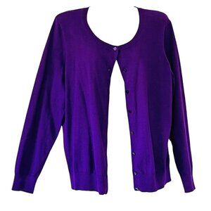 Talbots Pima Cotton Purple Cardigan Round Neck Long Sleeve Dragon Fly  Size LP